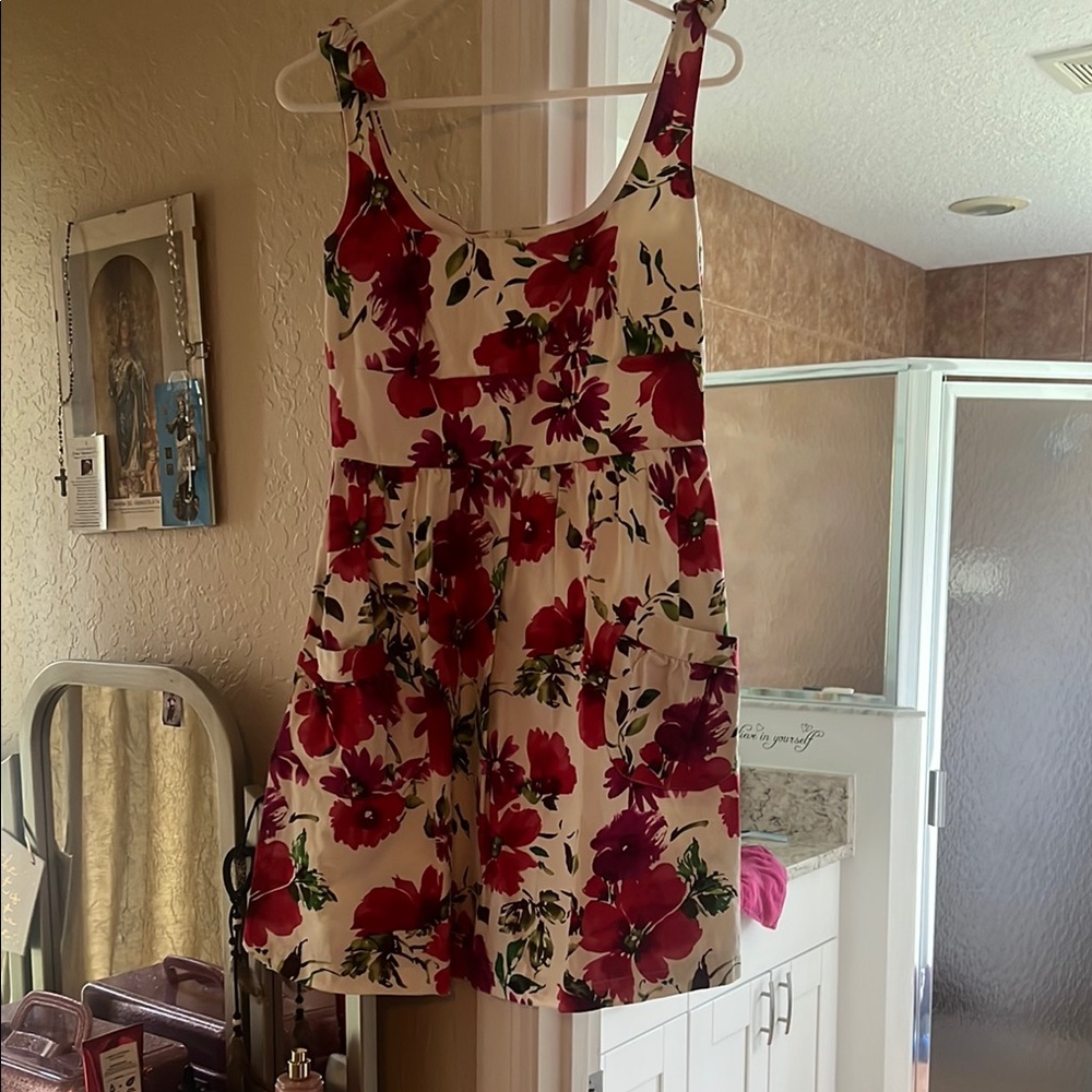 B. Smart Red and White Sleeveless Mini Sundress